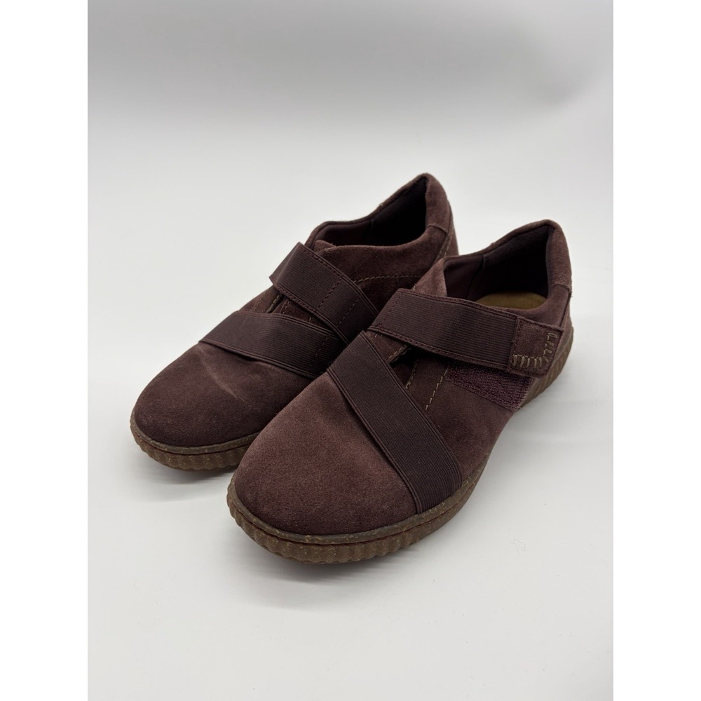 Clarks Casual Shoe Burgundy Suede Women's Sz 7 W Slip-On with Strap